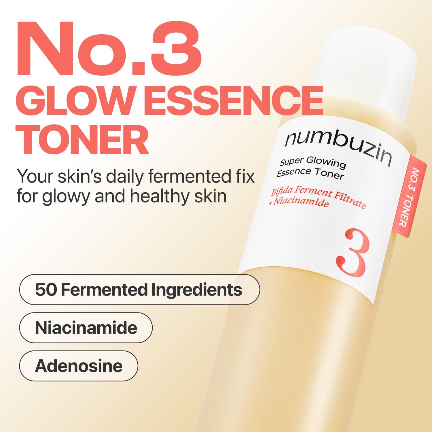 Numbuzin No.3 Toner liquid essence texture highlights hydration and glow