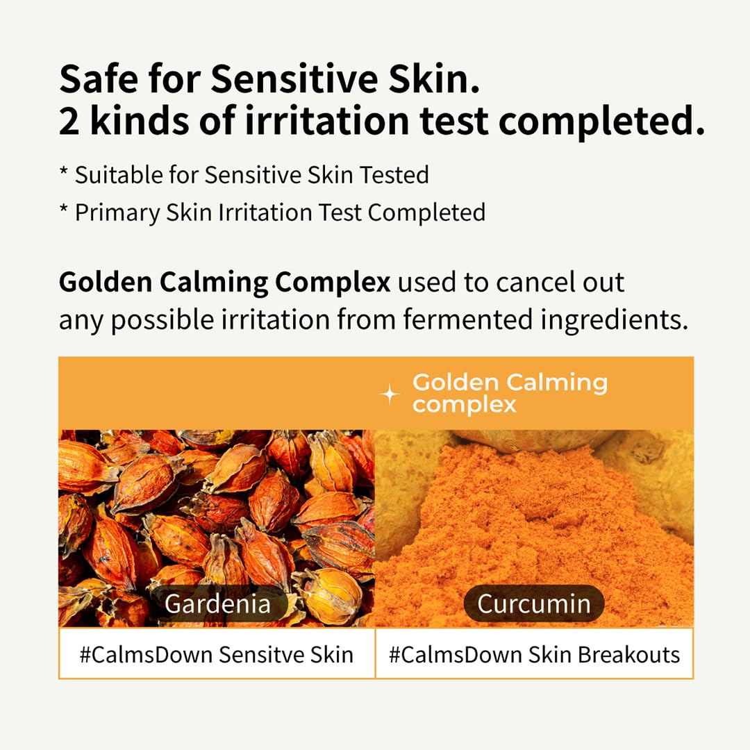 Numbuzin No.3 golden calming complex image featuring gardenia and curcumin ingredients.