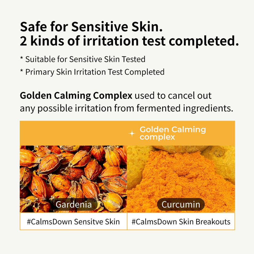 Numbuzin No.3 golden calming complex image featuring gardenia and curcumin ingredients.