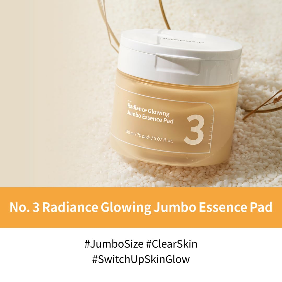 Numbuzin No.3 jar closeup highlighting jumbo pads for full-face coverage.