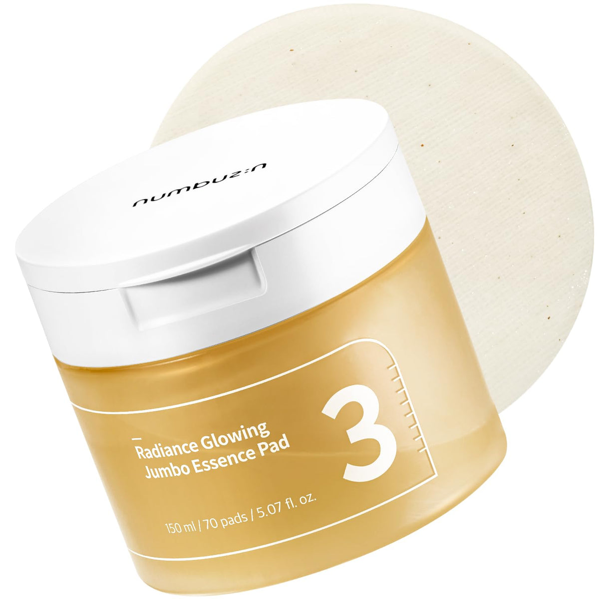 Numbuzin No.3 Toner Pads packaging shows eco-friendly design and jumbo pads for daily radiance.