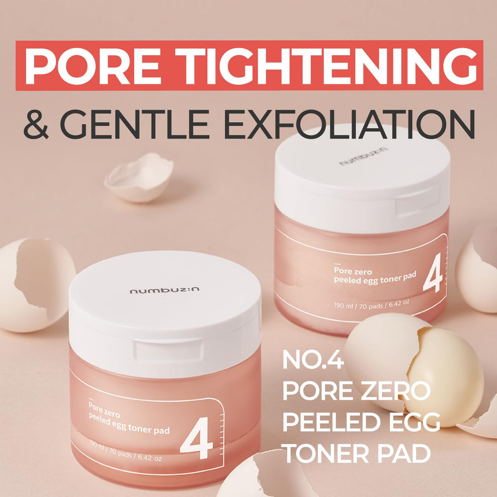 numbuzin No.4 toner pads highlight embossed texture for gentle cleansing.