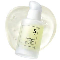 Numbuzin No.5 Serum bottle close-up highlighting lightweight gel texture for daily use.