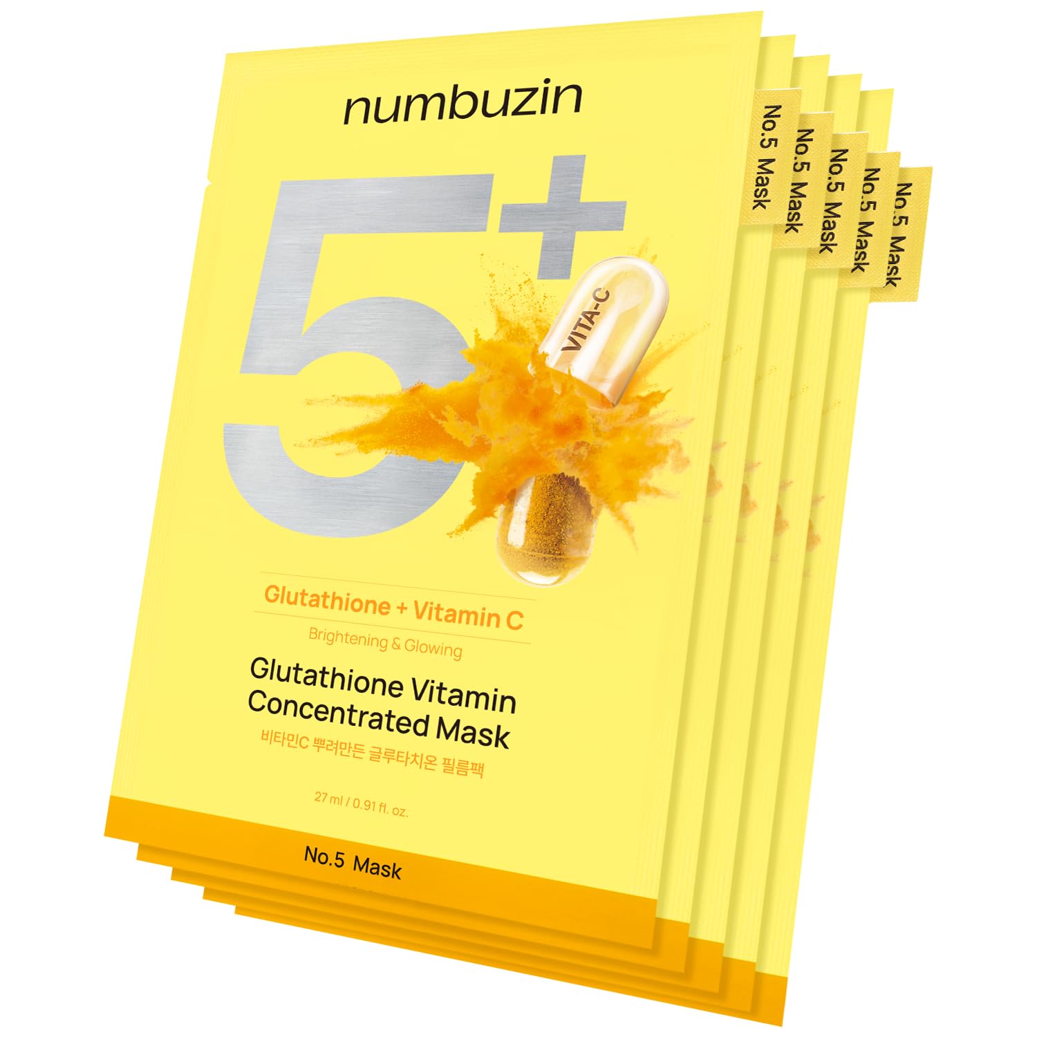 Numbuzin No.5 sheet mask pack close-up for radiant skin.