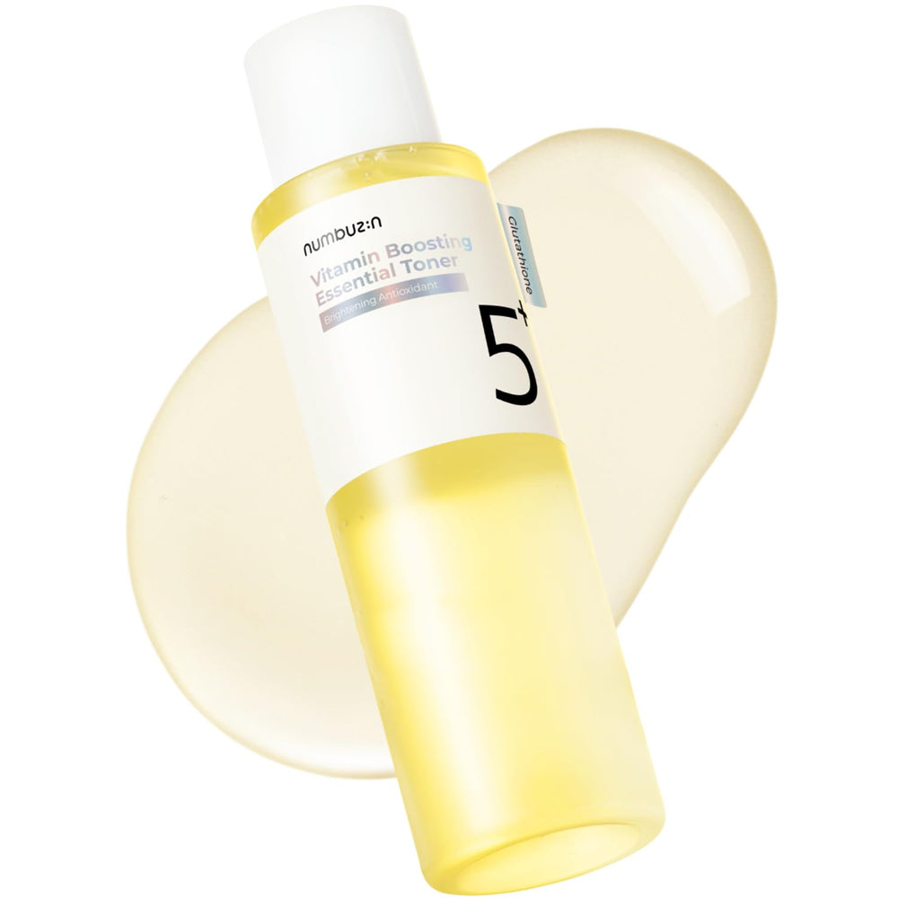 Numbuzin No.5 toner bottle closeup showing hydrating glow for daily use