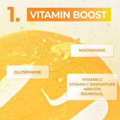 Numbuzin No.5 vitamin C powder illustration highlights brightening potential.