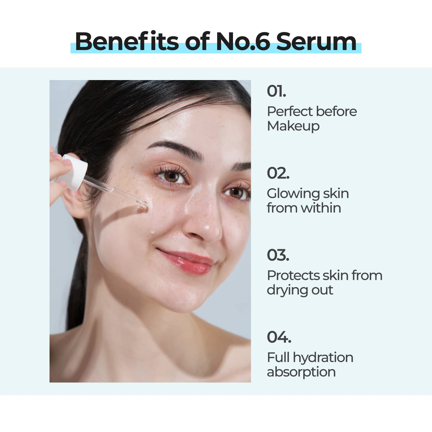 numbuzin No.6 Serum HA and Niacinamide ingredients highlight HA and niacinamide for skin support.