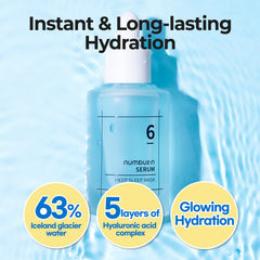 numbuzin No.6 Serum Iceland glacier water illustration emphasizing deep hydration.