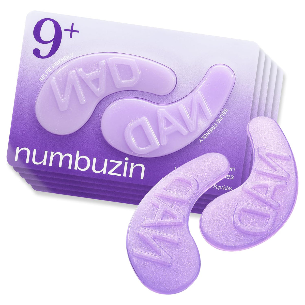 numbuzin No.9 Eye Patches packaging front shows a gift-ready cooling under-eye treatment.