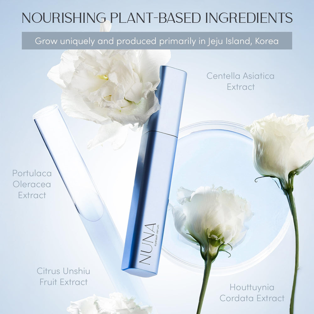 NUNA lash serum close-up reveals clean formula and smooth texture.