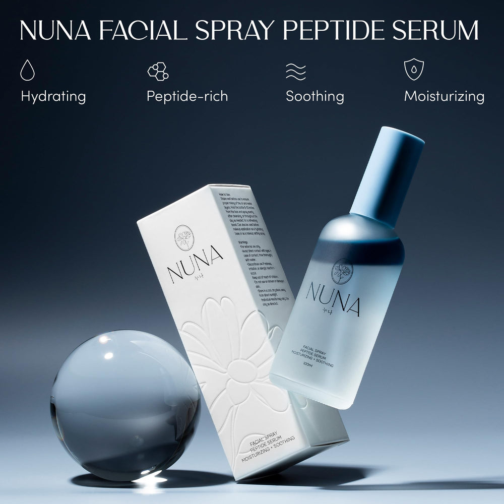 NUNA Ultra Hydrating Face Serum Spray makeup setting after application for dewy finish.