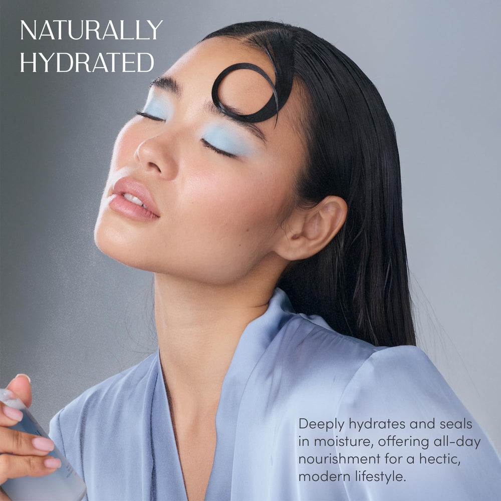 NUNA Ultra Hydrating Face Serum Spray niacinamide tone enhancement on model skin.