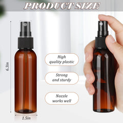 Nuogo amber plastic spray bottle close-up highlighting leak-proof screw-top cap