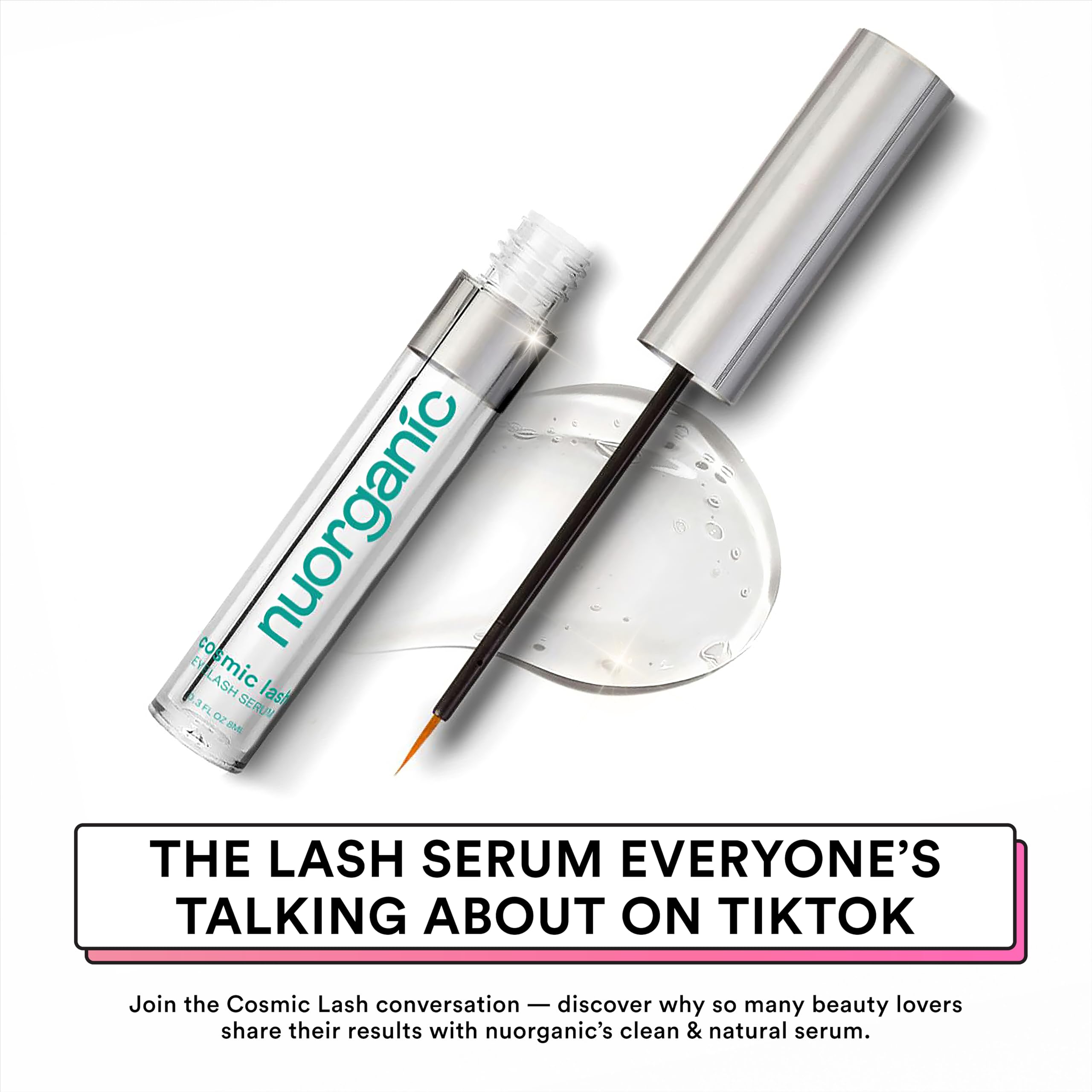 NuOrganic Cosmic Lash Serum applicator brush for precise lash base application