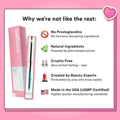 NuOrganic Cosmic Lash Serum close-up of lashes with fuller appearance