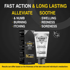 Nupharmco numbing cream being applied on skin suggests fast-acting, comfortable use.