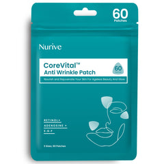 NURIVE Advanced Wrinkle Patches packaging shows easy nightly use.
