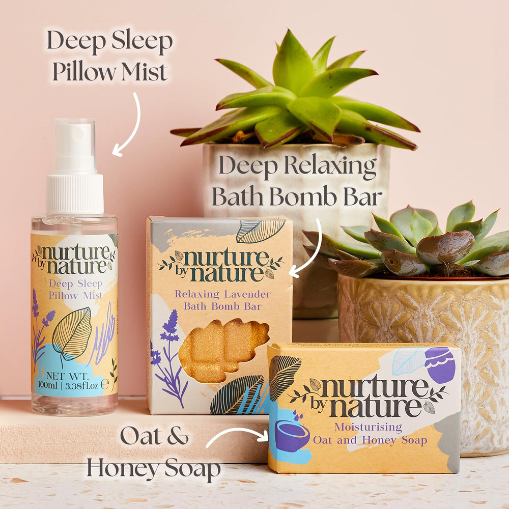 Nurture by Nature Botanicals bath bomb bar for a fragrant, bubbly soak.