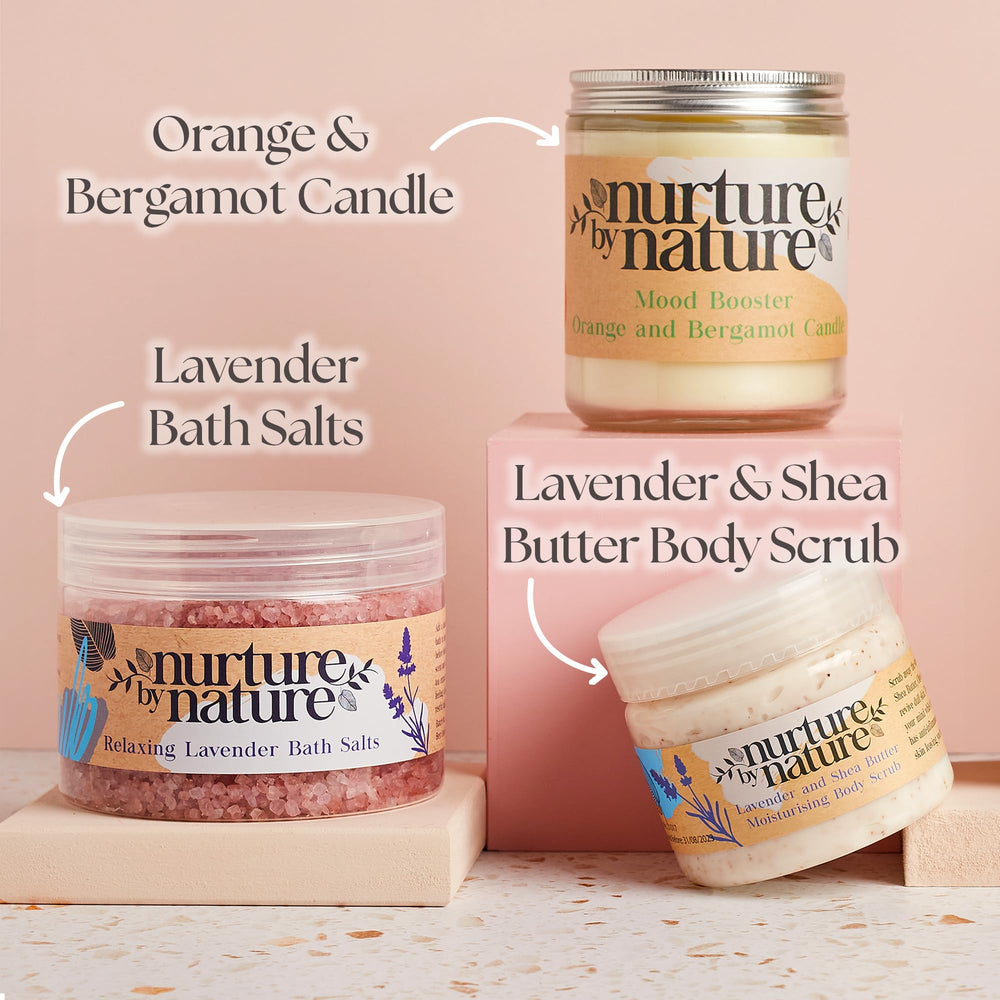 Nurture by Nature Botanicals bath salts for gentle relaxation and skin nourishment.