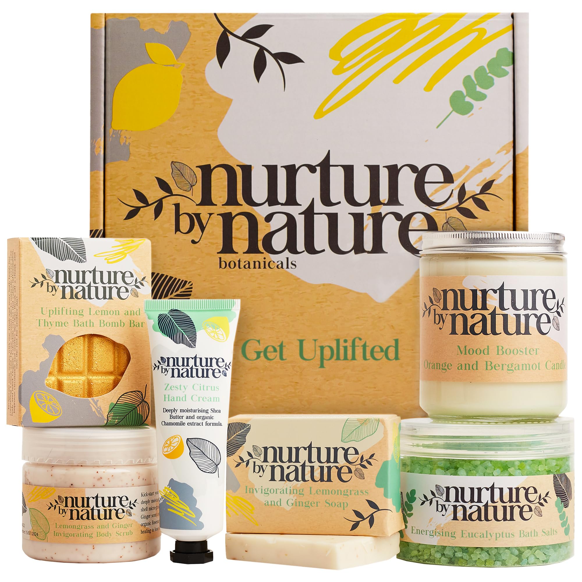 Nurture by Nature Botanicals RELAX & UPLIFT spa kit gift box for thoughtful self-care moments