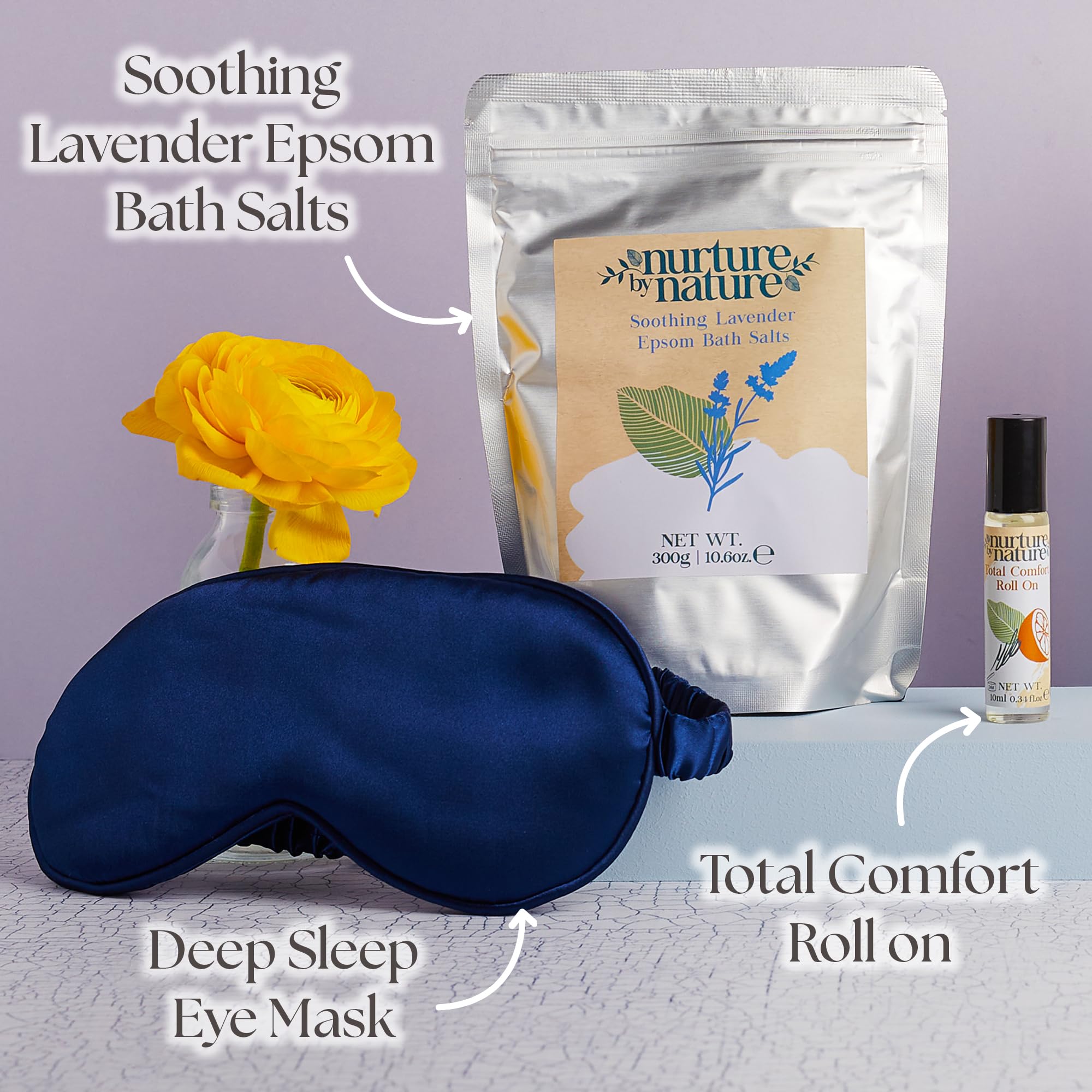 Nurture by Nature Relaxing Spa Gifts bath-salts for a soothing at-home soak.