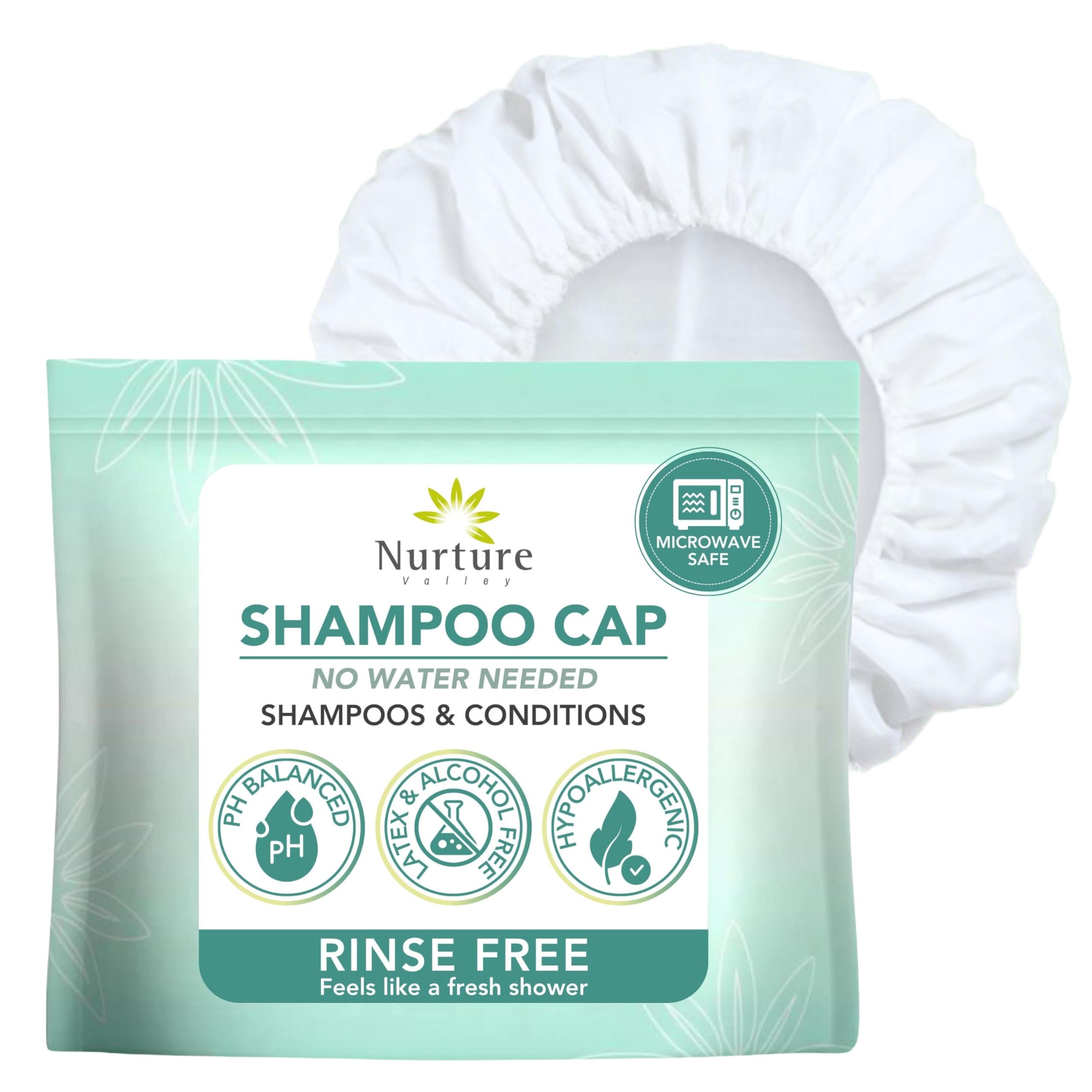 Nurture Valley no-water-rinse-cap-pack shows pre-filled convenience for waterless shampoo