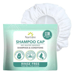 Nurture Valley no-water-rinse-cap-pack shows pre-filled convenience for waterless shampoo