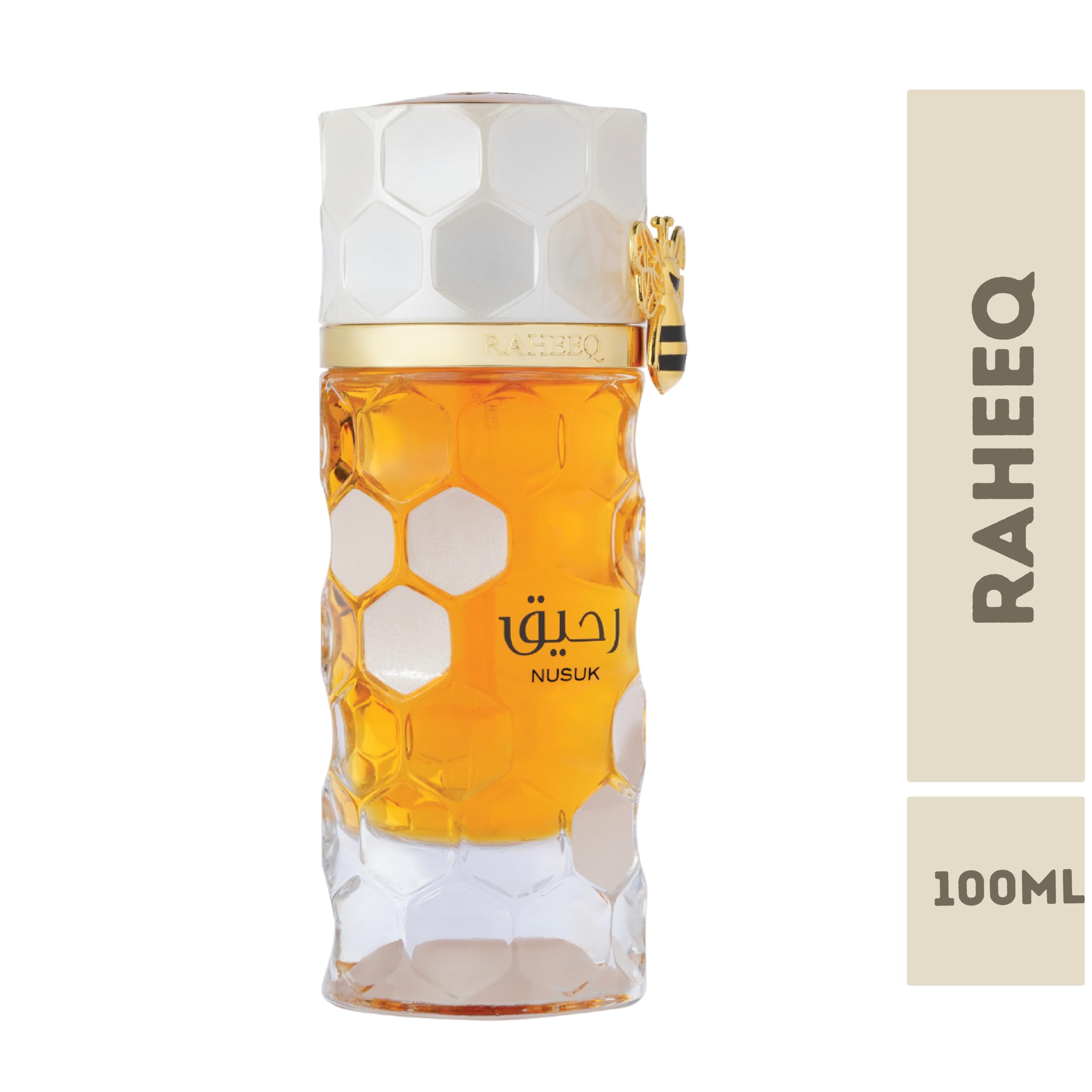 Nusuk Raheeq bottle close-up showing citrus honey opening for freshness