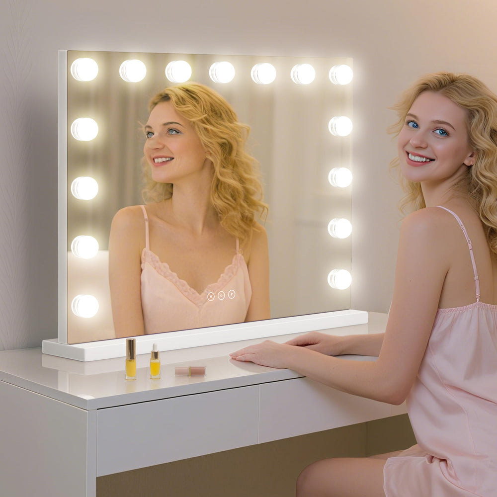 NUSVAN vanity mirror measures 24x18 inches in a clean white finish