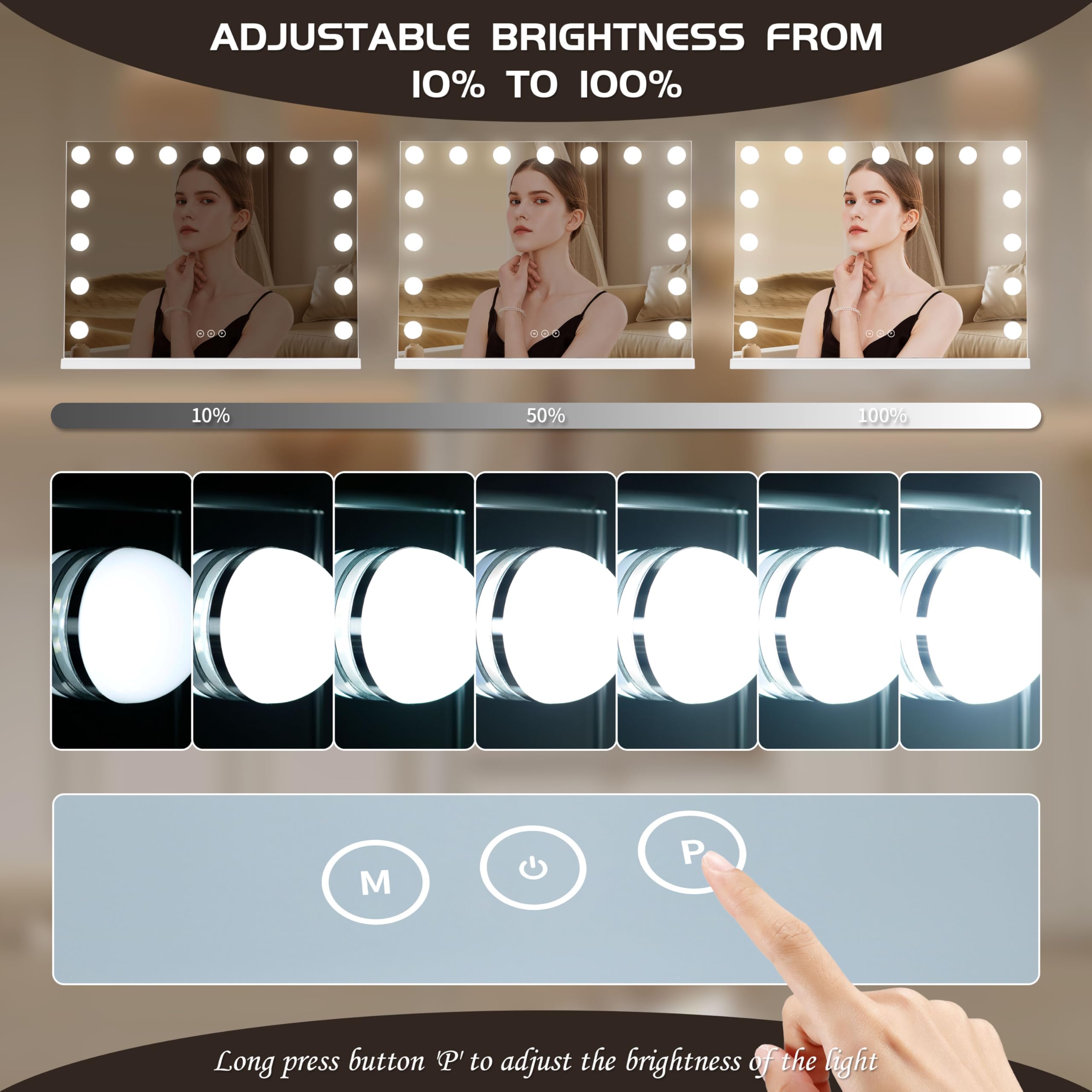 NUSVAN vanity mirror offers 3 color modes for day to night transitions