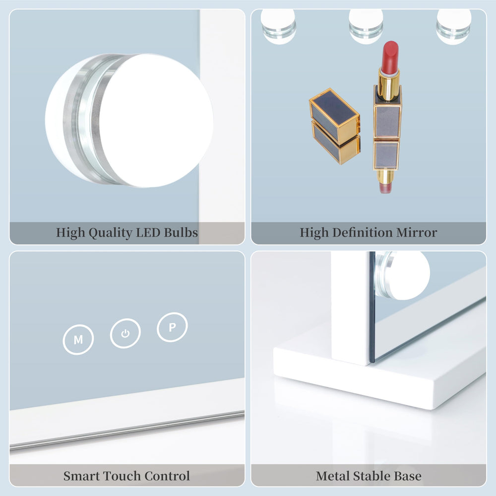 NUSVAN vanity mirror features a detachable 10x magnifying panel for precise details