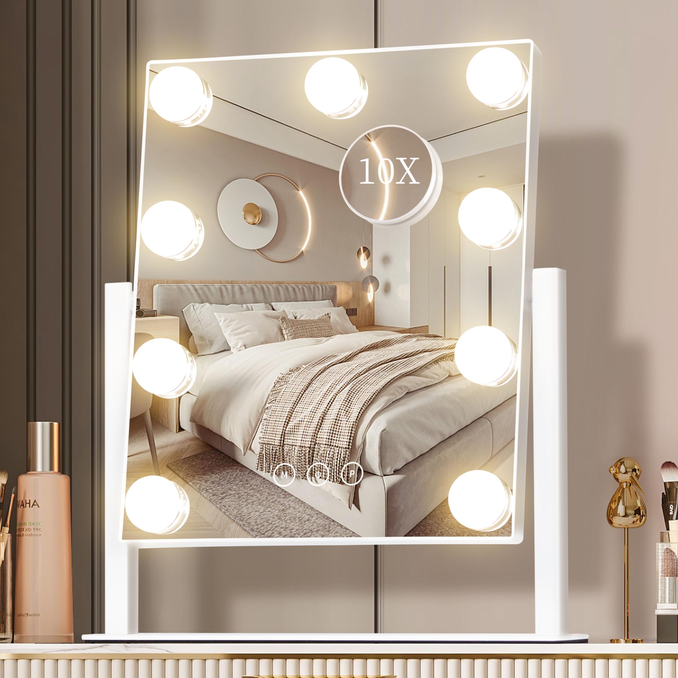 NUSVAN vanity mirror with LED lighting provides clear, adjustable illumination for flawless makeup application.
