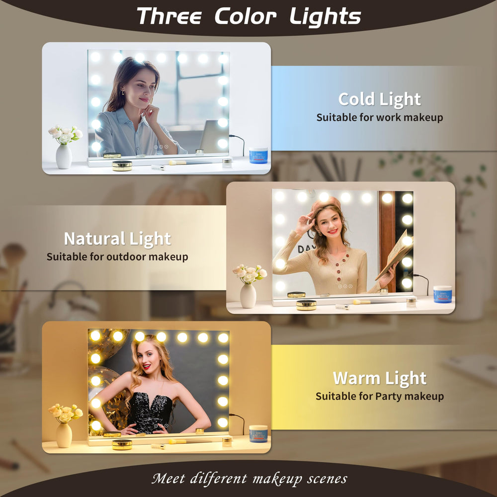 NUSVAN vanity mirror with 15 LED bulbs illuminates your makeup area evenly