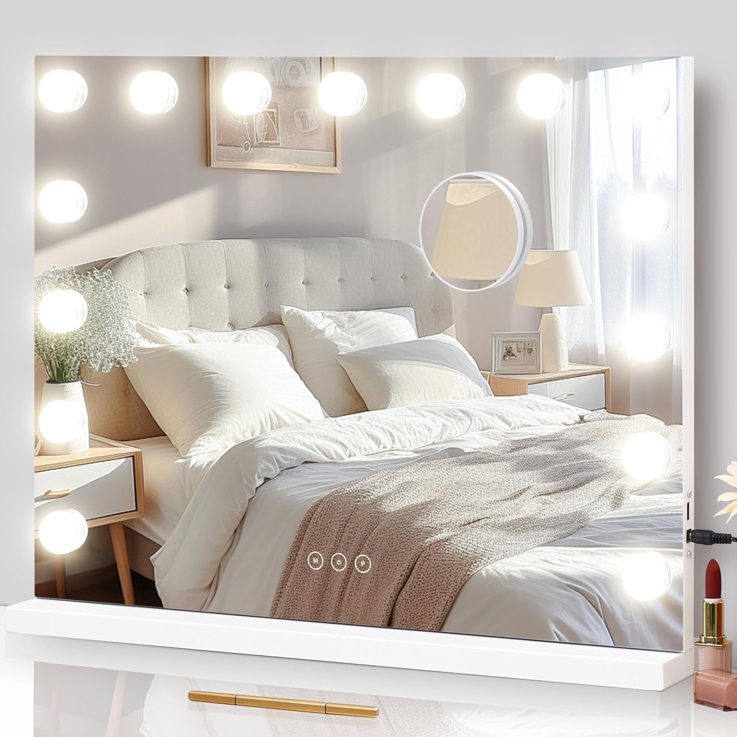 NUSVAN vanity mirror with lights shows a clear face view for flawless makeup