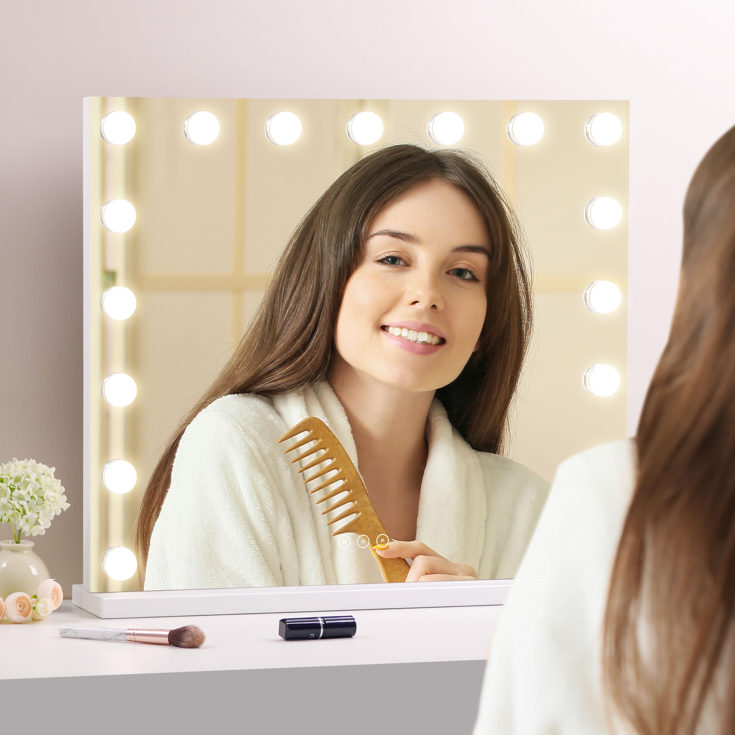 NUSVAN vanity mirror white finish complements any dressing area.