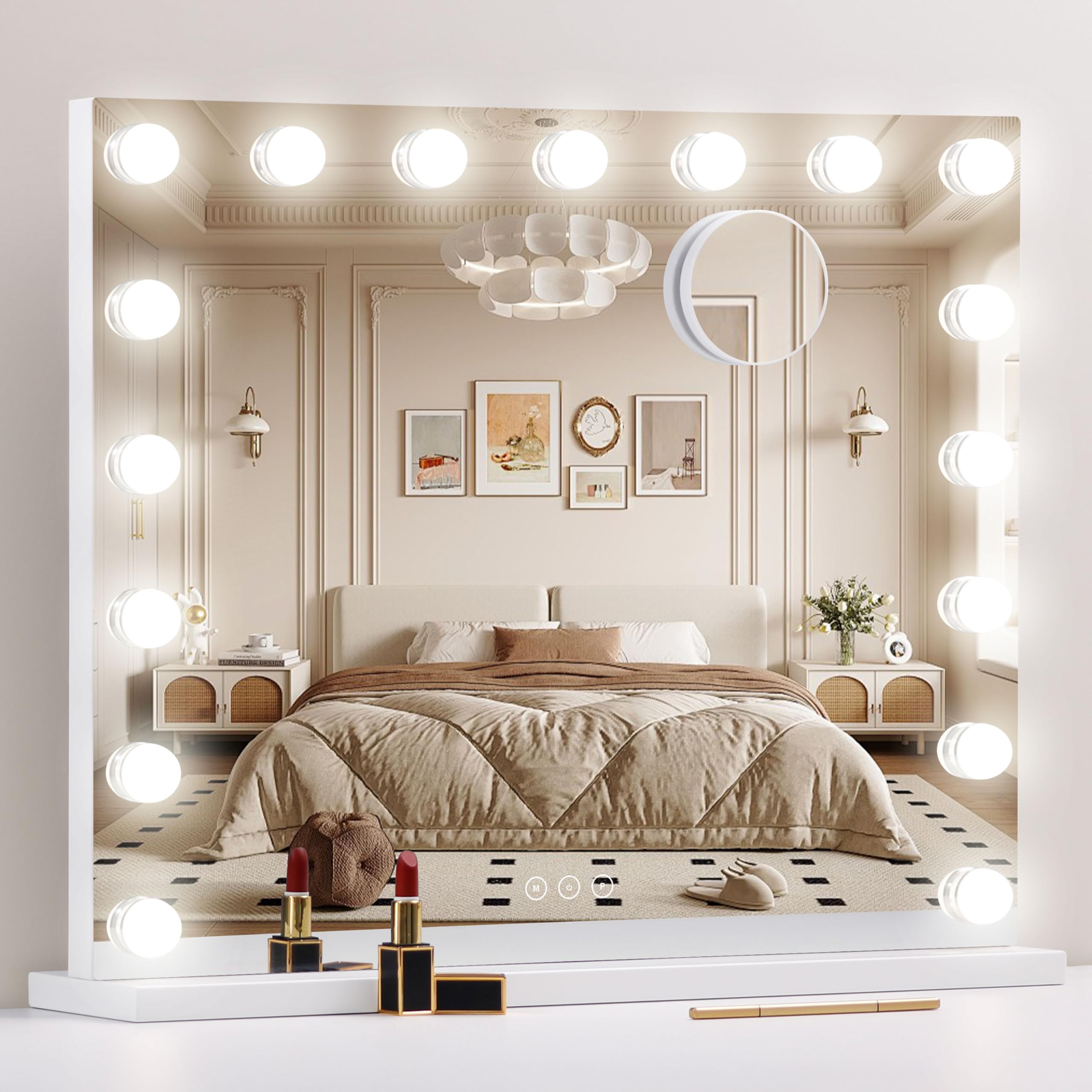 NUSVAN vanity mirror with lights: LED globe array for even, shadow-free makeup prep.