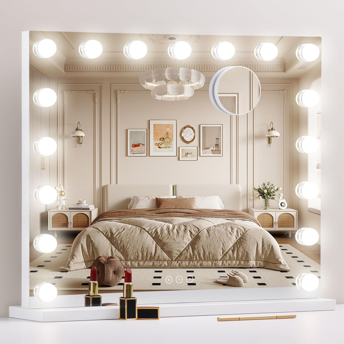 NUSVAN vanity mirror with lights: LED globe array for even, shadow-free makeup prep.