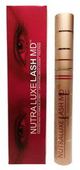 Nutra Luxe Md lash-enhancer bottle supports fuller lashes and daily lash care.