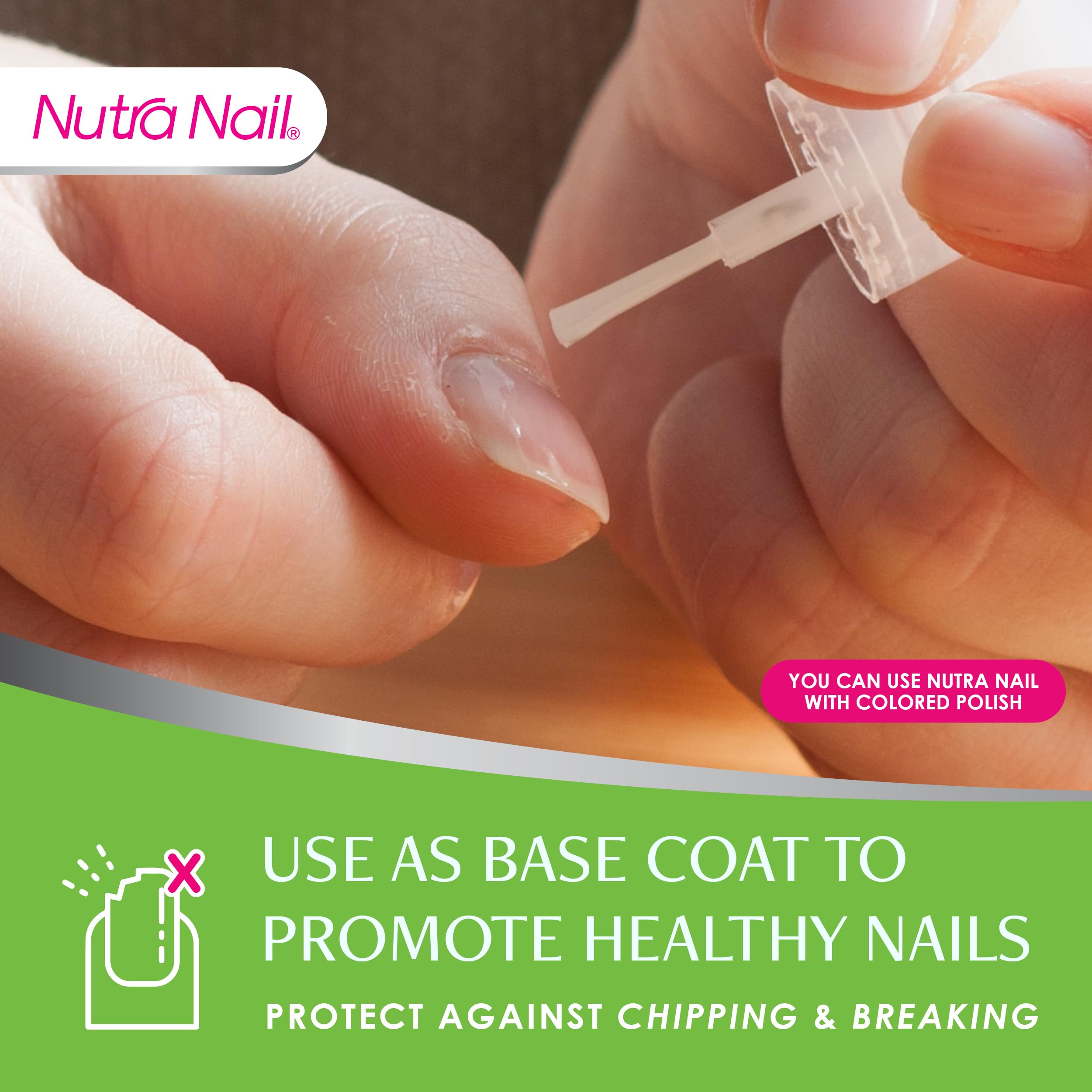 Nutra Nail Growth Treatment ingredients closeup highlights keratin, collagen, and nourishment for nails.