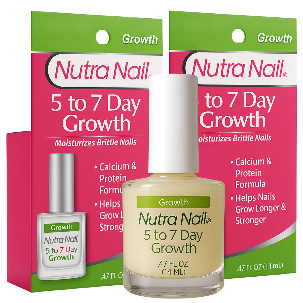 Nutra Nail Growth Treatment bottle front view shows product branding and clean packaging for healthier nails.
