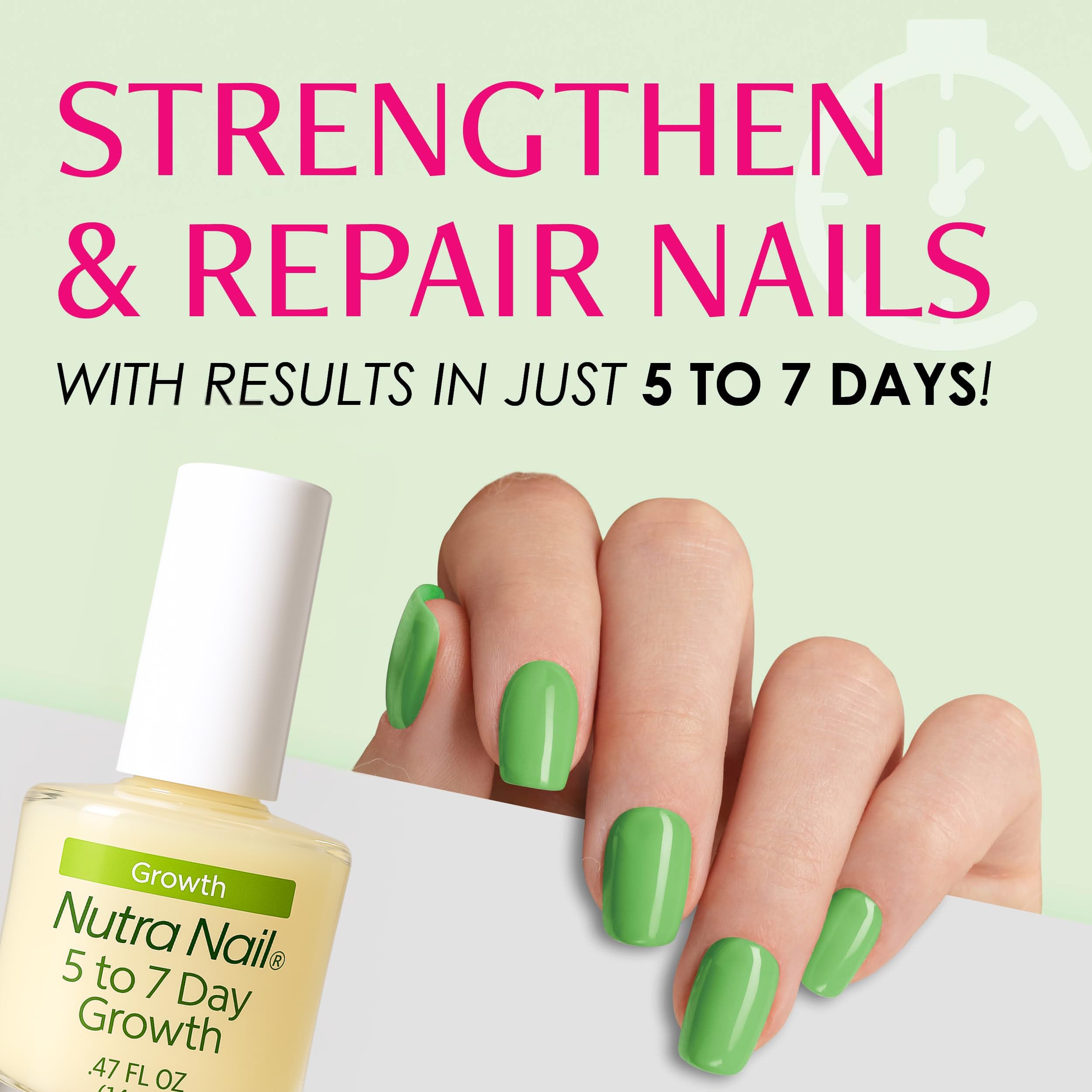 Nutra Nail Growth Treatment brush application demonstrates easy daily use for stronger nails.
