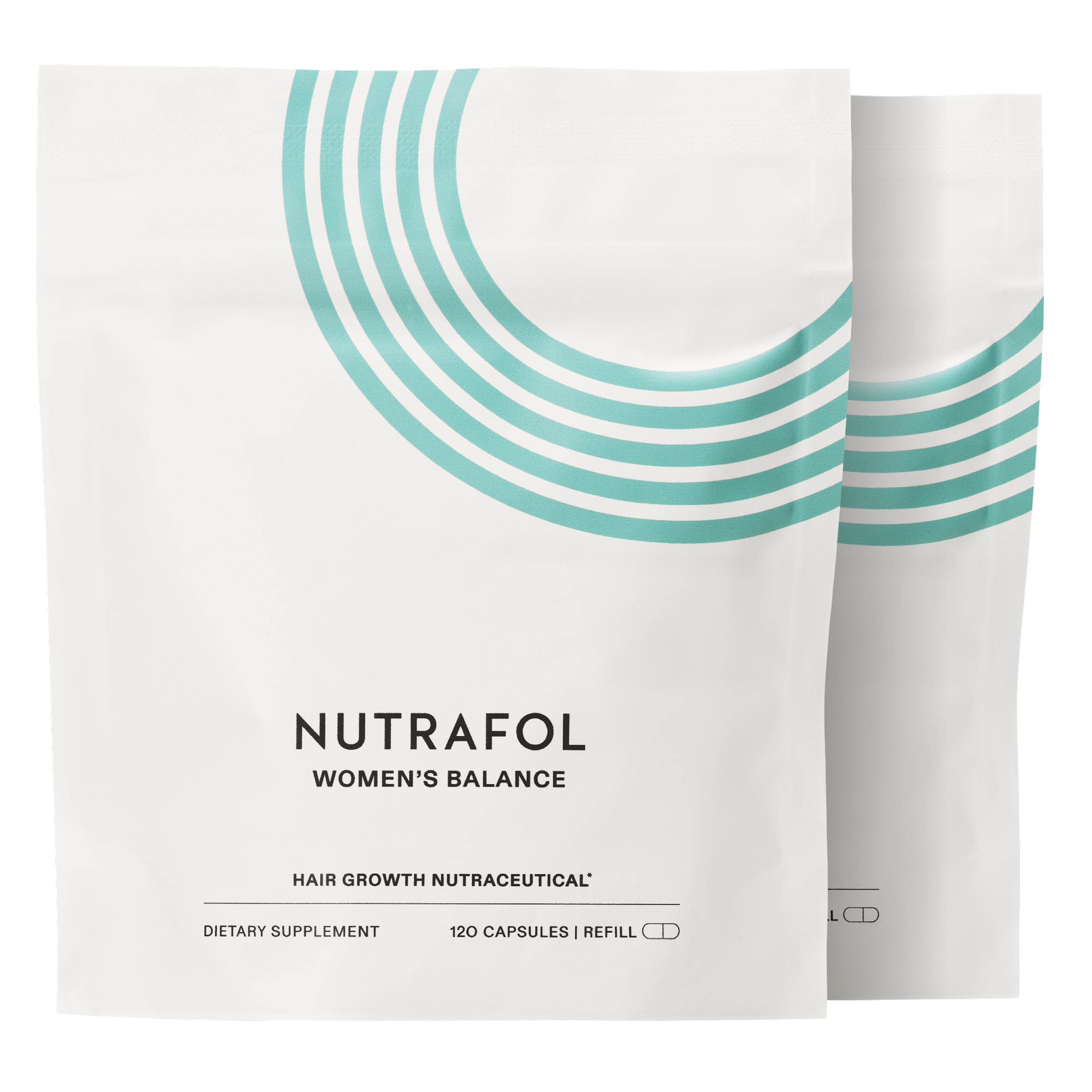 Nutrafol front packaging showing Women’s Balance for visible thicker hair benefit