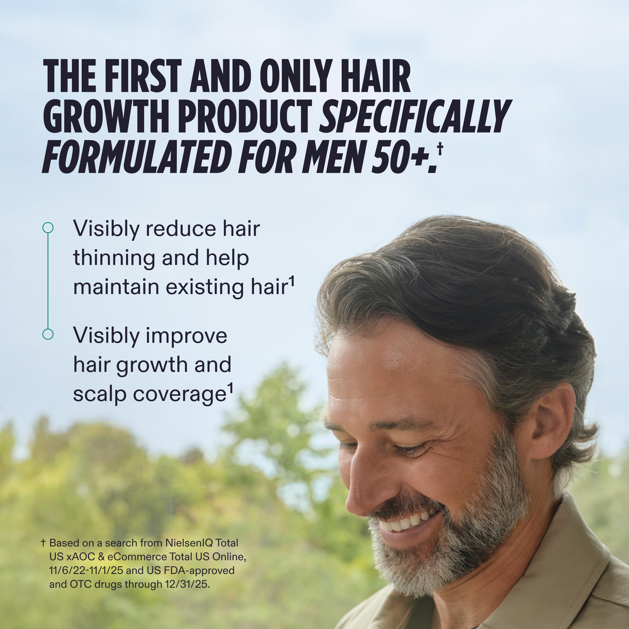 Nutrafol Men 50+ capsules close-up highlighting texture and daily dose benefit