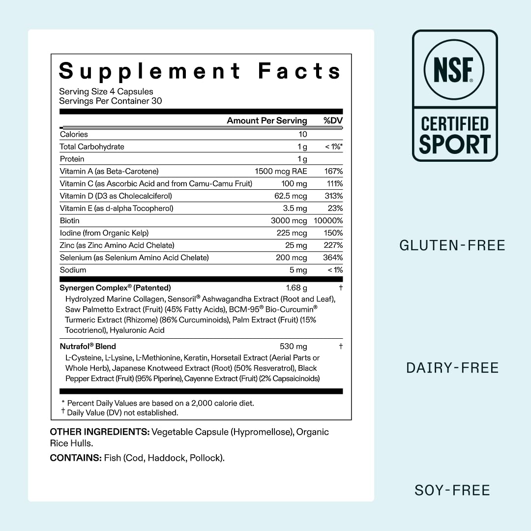 Pouring Nutrafol refill pouch into jar demonstrating simple refill process