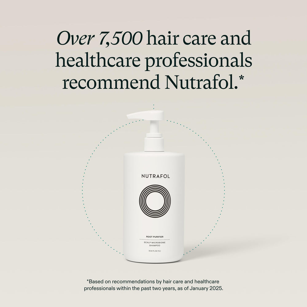 Nutrafol pump applicator dispensing shampoo for easy controlled use