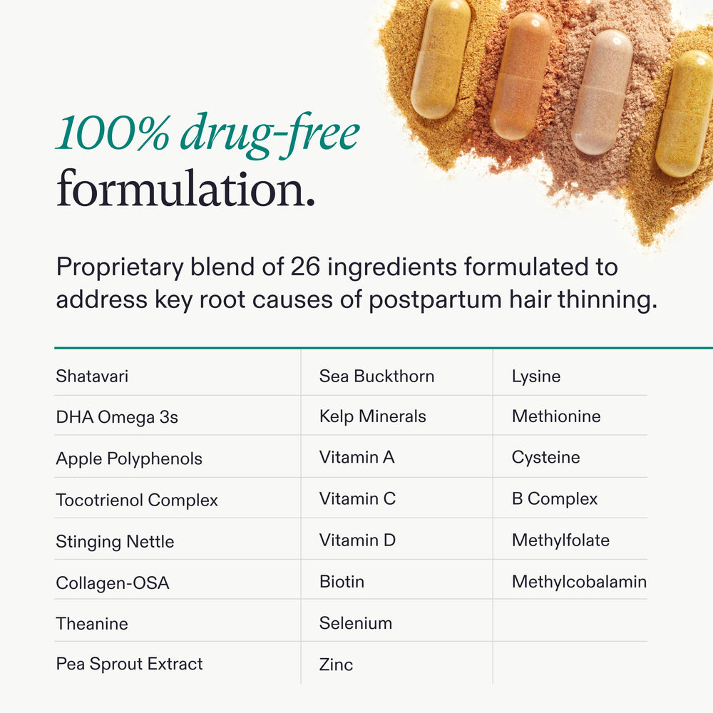Open Nutrafol bottle with capsules demonstrating serving size clarity