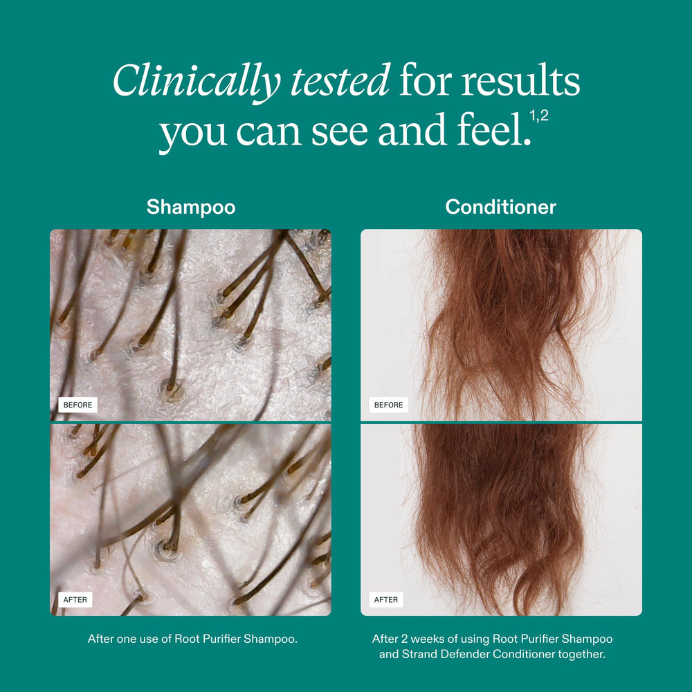 Nutrafol shampoo lather on hand illustrating clean rinse and scalp refresh benefit