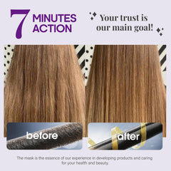 NutraHarmony Hydrating Hair Mask on towel-dried hair for a smooth styling prep.