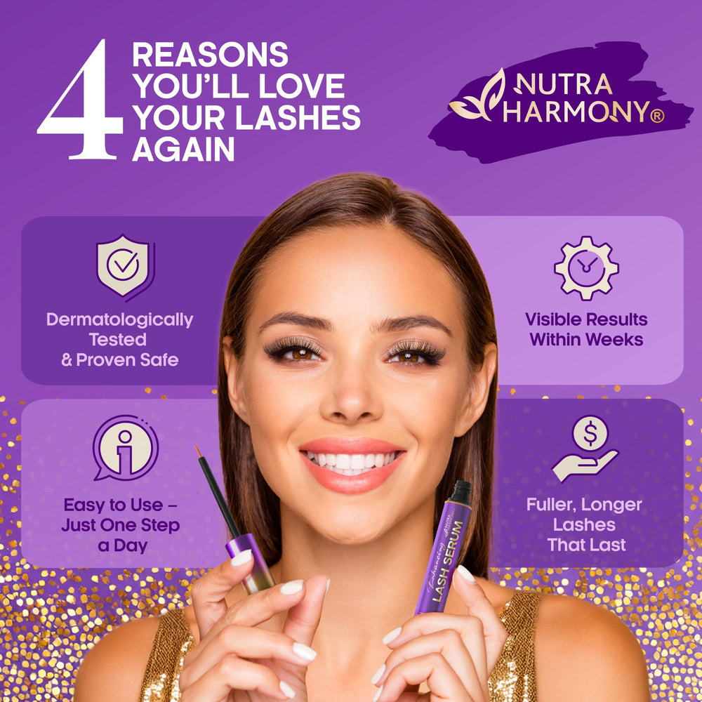 NutraHarmony lash-serum-application-tutorial demonstrates a simple nightly lash care routine.