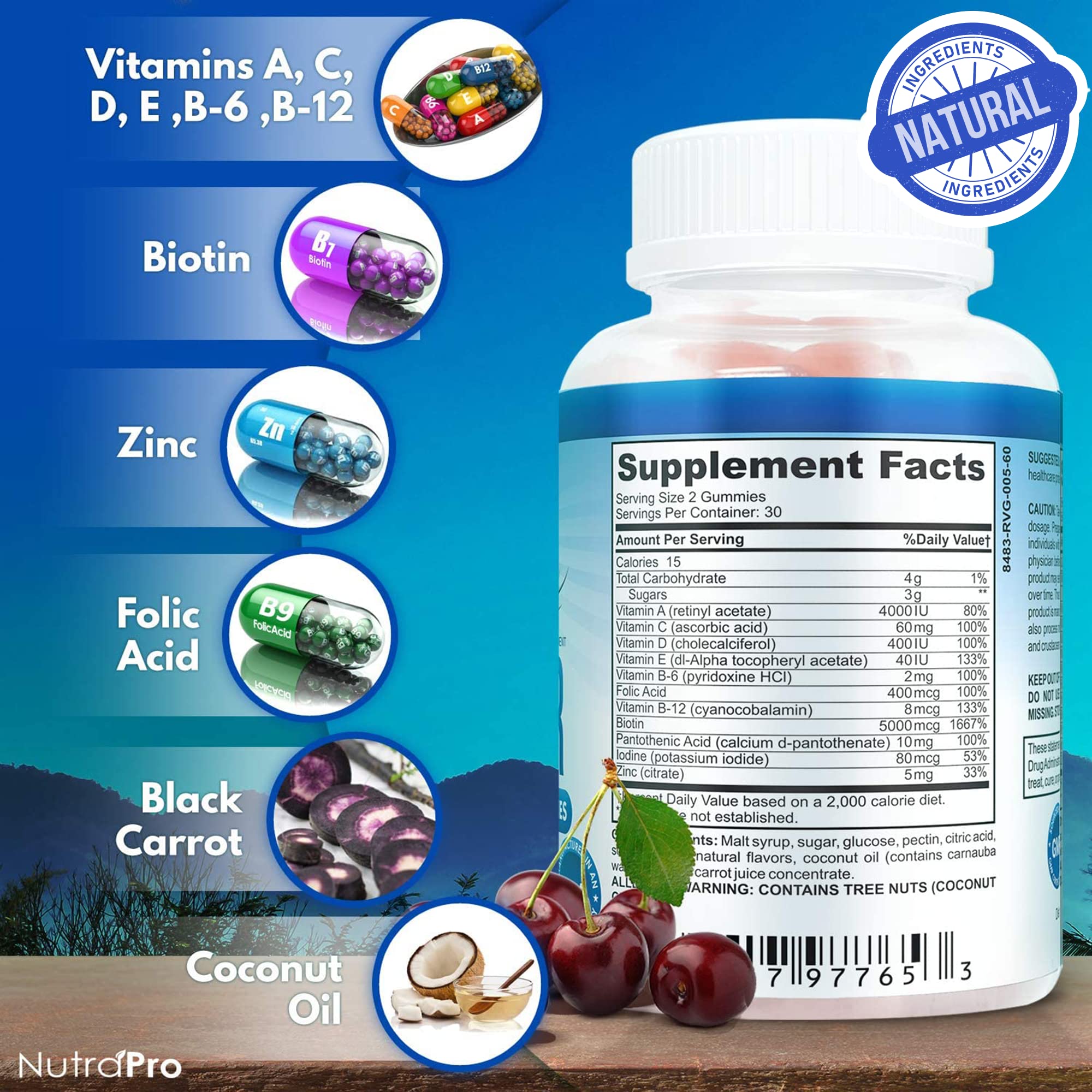 NutraPro Long Hair Gummies daily-dose container for easy supplementation